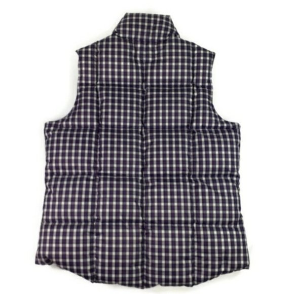 Lands' End Purple Plaid Snap Front Down Fill Puffer Vest Womens Medium 10-12 EUC - Picture 7 of 10